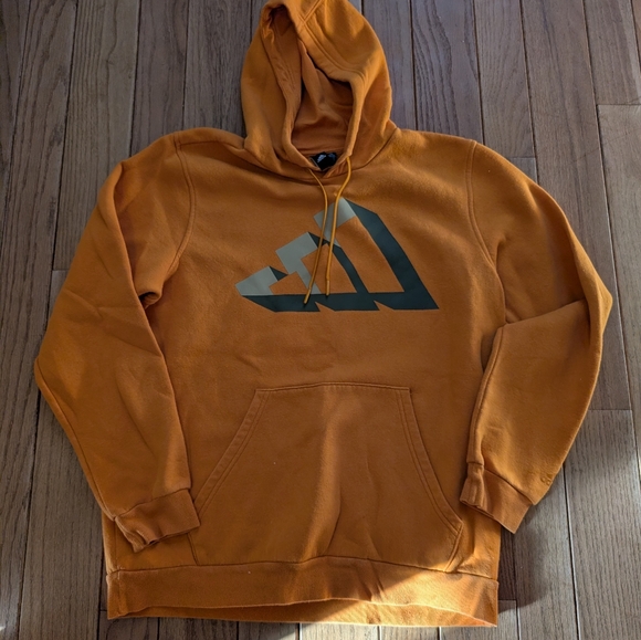 Men's Adidas Orange Pullover Hoodie With Green And Gray Logo Size Medium - Picture 2 of 5